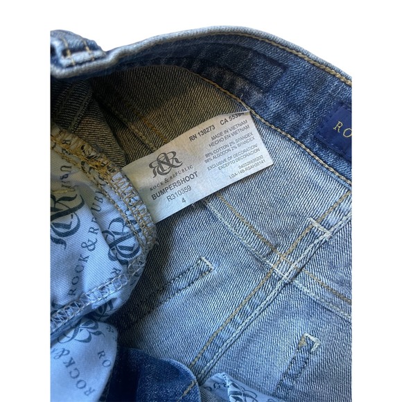 Rock & Republic Denim Shorts Distressed Frayed Hem Casual Blue Size 4 - Picture 3 of 5